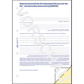 Formularbuch Avery® Zweckform Datenschutzrechtliche Einwilligungserklärung DSGVO 1782, A4, selbstdurchschreibend, Durchschläge & Lochung, 2 x 40 Blatt