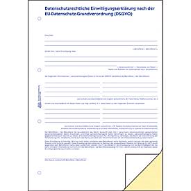 Formularbuch Avery® Zweckform Datenschutzrechtliche Einwilligungserklärung DSGVO 1782, A4, selbstdurchschreibend, Durchschläge & Lochung, 2 x 40 Blatt