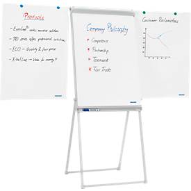 Franken Flipchart PRO Deluxe Standard FC84, Vierbeinstativ, höhenverstellbar, magnethaftend, 2 Seitenarme, Ablageschale, Tafel 670 x 950 mm