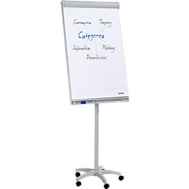 Franken Flipchart PRO Mobil FC41, 5 Rollen, höhenverstellbar, magnethaftend, Ablageschale, Tafel 670 x 950 mm