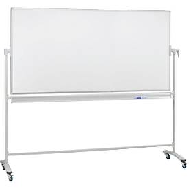 Franken Mobile Drehtafel, 360° schwenkbar, beidseitig beschreibbar, mit Stativ und Rollen, B 2000 x H 1000 mm, lackiert weiß