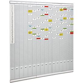FRANKEN T-Kartentafel Jahresplaner für 15 Monate plus Index, 100,8 x 100,8 cm, 16 Träger, 50 Schlitze, PV-SET5