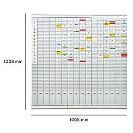 FRANKEN T-Kartentafel Jahresplaner für 15 Monate plus Index, 100,8 x 100,8 cm, 16 Träger, 50 Schlitze, PV-SET5