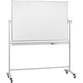 Franken Verrijdbaar draaibord, 360° draaibaar, aan beide zijden beschrijfbaar, met onderstel en wielen, B 1500 x H 1000 mm, wit gelakt