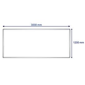 Franken Whiteboard PRO, emailliert, Wandmontage im Hoch- & Querformat, Stahl weiß lackiert & Aluminiumrahmen, magnethaftend, Ablageschale, 1200 x 3000 mm