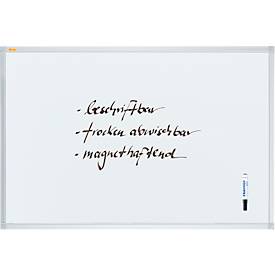Franken Whiteboard X-tra!Line, Wandmontage im Hoch- & Querformat, Stahl weiß lackiert & Aluminiumrahmen, magnethaftend, Ablageschale, B 1200 x H 1200 mm