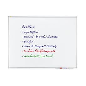 Franken Whiteboard X-tra! Line, Wandmontage im Hoch- & Querformat, weiß emailliert, antimikrobiell, Aluminiumrahmen, magnethaftend, Ablageschale, B 1200 x H 900 mm, SC3803
