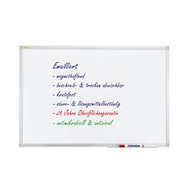 Franken Whiteboard X-tra! Line, Wandmontage im Hoch- & Querformat, weiß emailliert, antimikrobiell, Aluminiumrahmen, magnethaftend, Ablageschale, B 900 x H 600 mm, SC3802
