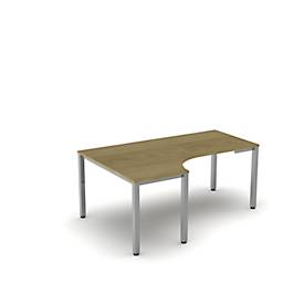 Freiformtisch NEVADA, B 1800 x T 1200/800 x H 740 mm, quadratisch, Eiche-Dekor/alusilber