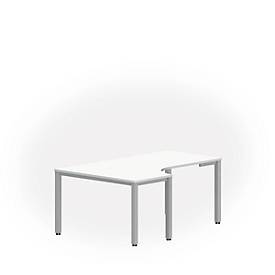 Freiformtisch NEVADA, B 1800 x T 1200/800 x H 740 mm, quadratisch, weiß/alusilber 