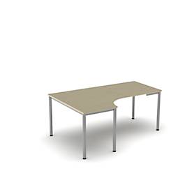 Freiformtisch NEVADA, B 1800 x T 1200/800 x H 740 mm, rund, Ahorn-Dekor/alusilber