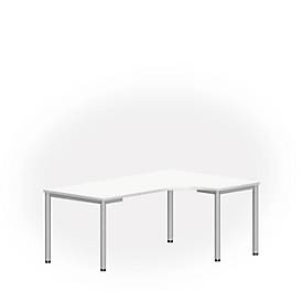 Freiformtisch NEVADA, B 1800 x T 1200/800 x H 740 mm, rund, weiß/alusilber