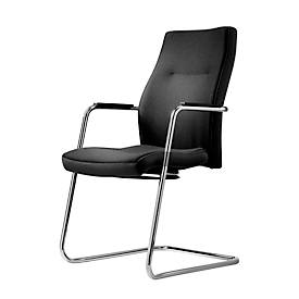 Freischwinger, B 470 x T 470 x H 427 mm, inkl. Armlehnen, stapelbar bis 3 Stück, gepolstert & mit Stoffbezug, schwarz