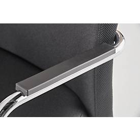 Freischwinger, B 470 x T 470 x H 427 mm, inkl. Armlehnen, stapelbar bis 3 Stück, gepolstert & mit Stoffbezug, schwarz