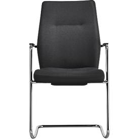 Freischwinger, B 470 x T 470 x H 427 mm, inkl. Armlehnen, stapelbar bis 3 Stück, gepolstert & mit Stoffbezug, schwarz