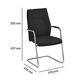 Freischwinger, B 470 x T 470 x H 427 mm, inkl. Armlehnen, stapelbar bis 3 Stück, gepolstert & mit Stoffbezug, schwarz