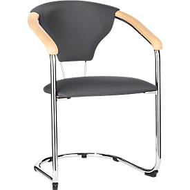 Freischwinger Kelly, mit Armlehnen, stapelbar, anthrazit