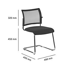 Freischwinger SEAT POINT, Netz, ohne Armlehnen, stapelbar, im 2er-Set, schwarz