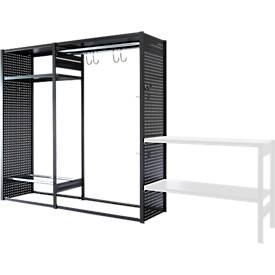 Freizeitregal/Multiregal-Steckregalkombination ORDO Flex, multifunktional, 3 Fachböden, ohne Werkbank, Feldlast 500 kg, B 2370 x T 635 x 2200 mm, tiefschwarz RAL 9005