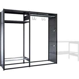 Freizeitregal/Multiregal-Steckregalkombination ORDO Flex, multifunktional, 3 Fachböden, ohne Werkbank, Feldlast 500 kg, B 2370 x T 635 x 2200 mm, tiefschwarz RAL 9005