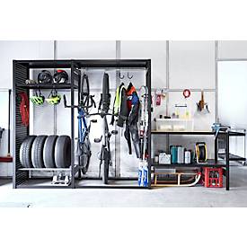 Freizeitregal/Multiregal-Steckregalkombination ORDO Flex, multifunktional, 3 Fachböden, ohne Werkbank, Feldlast 500 kg, B 2370 x T 635 x 2200 mm, tiefschwarz RAL 9005