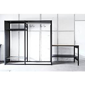 Freizeitregal/Multiregal-Steckregalkombination ORDO Flex, multifunktional, 3 Fachböden, ohne Werkbank, Feldlast 500 kg, B 2370 x T 635 x 2200 mm, tiefschwarz RAL 9005