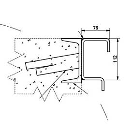 Führungsschiene für Aluminium-Überfahrbrücken Typ SKB, bis 4000 kg, L 3000 x B 76 x H 112 mm, walzblank