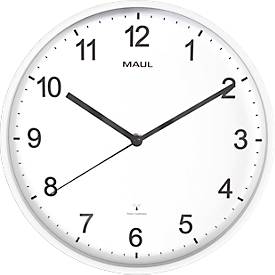 Funk Wanduhr Maul MAULsprint, rund, für Innenräume, arabische Zahlen, Minuten & Stundeneinheiten, ∅ 305 mm, Kunststoff & Mineralglas, weiß-weiß-schwarz, inkl. Batterie