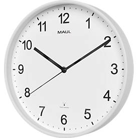 Funk Wanduhr Maul MAULsprint, rund, für Innenräume, arabische Zahlen, Minuten & Stundeneinheiten, ∅ 305 mm, Kunststoff & Mineralglas, weiß-weiß-schwarz, inkl. Batterie