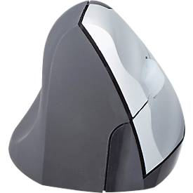 Funkmaus BakkerElkhuizen Handshake Mouse Wireless, f. Linkshänder, ergonomisch, 2 Tasten & Scrollrad, 400-3200 dpi, USB Nano-Receiver, schwarz-silber