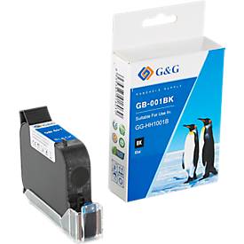 G&G Druckerpatrone GB-001BK Schwarz permanent, 42 ml, wasserfest, für Glas, Plastik, Metall & Stein