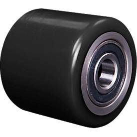 Gabelrolle für Hubwagen, inkl. Lager, Ø 80 x B 70 mm, PU, silber