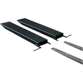 Gabelverlängerung für Flurförderzeuge, offene Ausführung, L 1600 x B 150 x 50 mm, schwarz