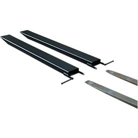 Gabelverlängerung für Flurförderzeuge, offene Ausführung, L 1800 x B 100 x 40 mm, schwarz