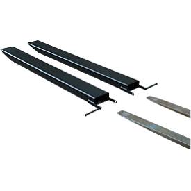 Gabelverlängerung für Flurförderzeuge, offene Ausführung, L 1800 x B 100 x 45 mm, schwarz