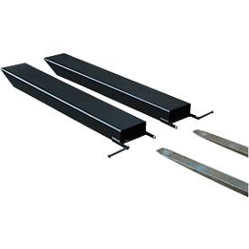 Gabelverlängerung für Flurförderzeuge, offene Ausführung, L 1800 x B 150 x 70 mm, schwarz