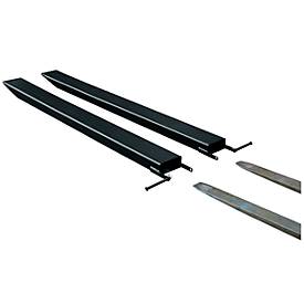 Gabelverlängerung für Flurförderzeuge, offene Ausführung, L 2000 x B 100 x 45 mm, schwarz