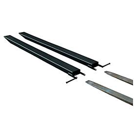 Gabelverlängerung für Flurförderzeuge, offene Ausführung, L 2000 x B 80 x 40 mm, schwarz