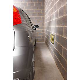 Garagen Wandschutzpolster Mottez, für den Innenbereich, selbstklebend, waschbar, L 0,5 m x B 250 x H 25 mm, PU-Schaumstoff, gelb-schwarz, 2 Stück