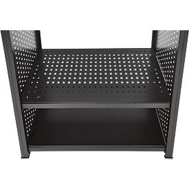 Garderoben-Steckregal ORDO Flex, multifunktional, 2 Fachböden, Wannenboden, Kleiderstange, Feldlast 1200 kg, B 1060 x T 535 x H 2000 mm, tiefschwarz RAL 9005