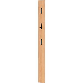 Garderobenpaneel, MDF melaminharzbeschichtet, 3 ausklappbare Haken, ca. B 150 x T 30 x H 1700 mm, Eiche