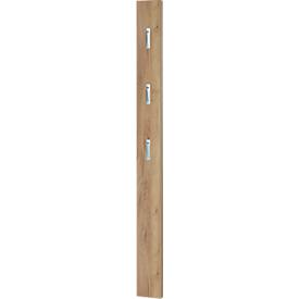Garderobenpaneel, MDF melaminharzbeschichtet, 3 ausklappbare Haken, ca. B 150 x T 30 x H 1700 mm, Navarra-Eiche