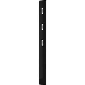 Garderobenpaneel Susanna, Wandmontage, 3 Klapphaken, bis 5 kg, B 150 x T 30 x H 1700 mm, MDF, schwarz
