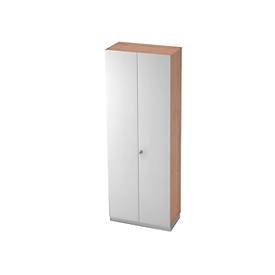 Garderobenschrank, links Ablagen, B 800 x T 420 mm, Nussbaum-Dekor/silber