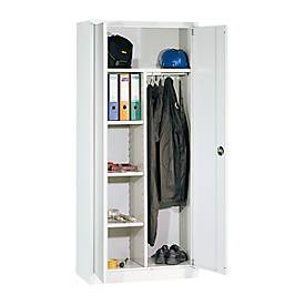 Garderobenschrank, mit Mitteltrennwand, lichtgrau/lichtgrau