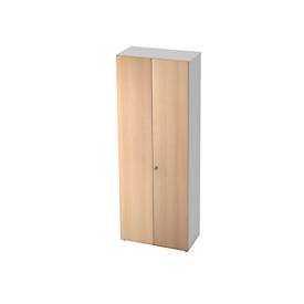 Garderobenschrank Topas Line, 6 Ordnerhöhen, abschließbar, B 800 x T 420 x H 2156 mm, weiß/Eiche-Dekor