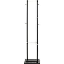 Garderobenständer HAKU, 10 Knöpfe mit jeweils 5 kg Tragkraft, Schirmhalterung, B 400 x T 300 x H 1750 mm, Stahlrohr pulverbeschichtet/Metall, chrom-schwarz
