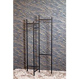 Garderobenständer HAKU, 3 Garderobenbügel mit 5 kg Tragkraft je Seitenteil, B 700 x T 360 x H 1700 mm, Stahlrohr lackiert, schwarz