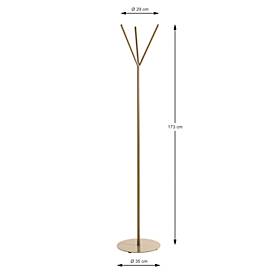 Garderobenständer HAKU, 3 Haken, Gesamttragkraft 25 kg, Fußplatte, Ø 350 x H 1730 mm, Stahlrohr pulverbeschichtet/Metall, schilfgrün