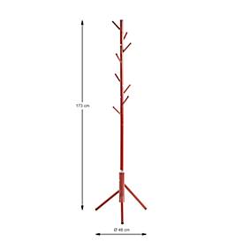 Garderobenständer HAKU, 8 Haken mit jeweils 5 kg Tragkraft, Ø 480 x H 1730 mm, Stahlrohr lackiert, rot